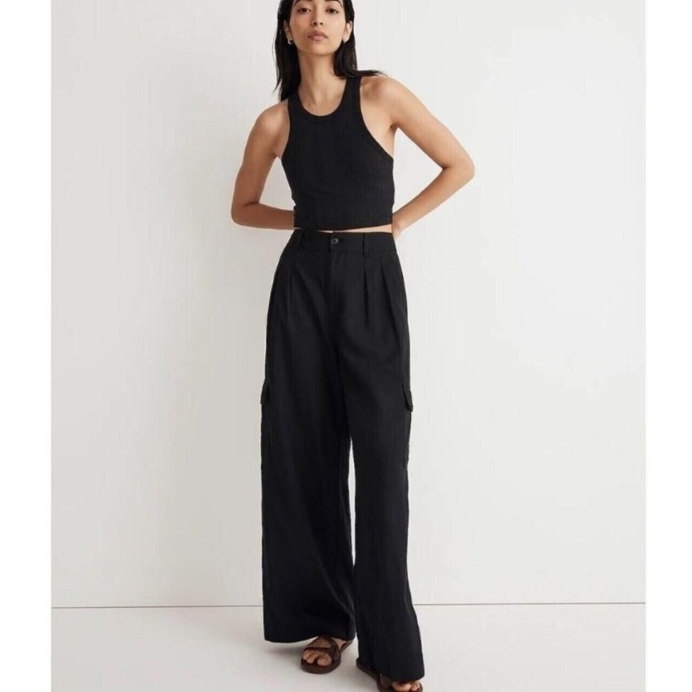 MADEWELL Wide-Leg Cargo Pants Linen-Blend
